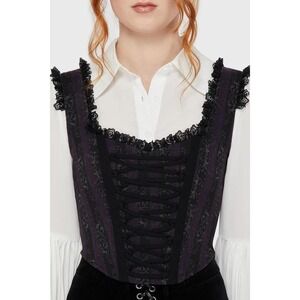 Killstar haunted phase purple corset top black lace trim victorian